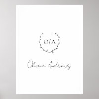 Simple Classic Wreath Crest Elegant Monogram