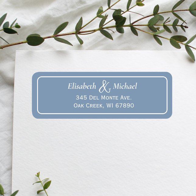 Simple classique Dusty Blue Mariage Adresse de ret (Personalize the label to match your unique wedding style leaving a lasting impression on your guests)