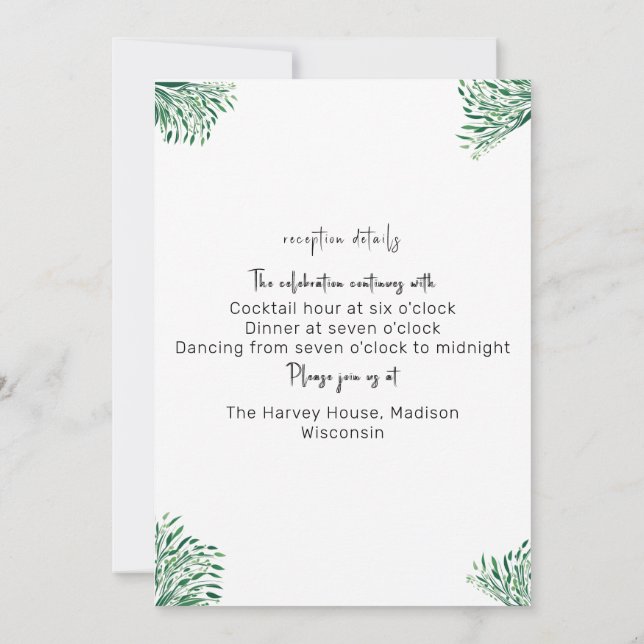 Simple Classique Élégant Mariage Invitation (Dos)