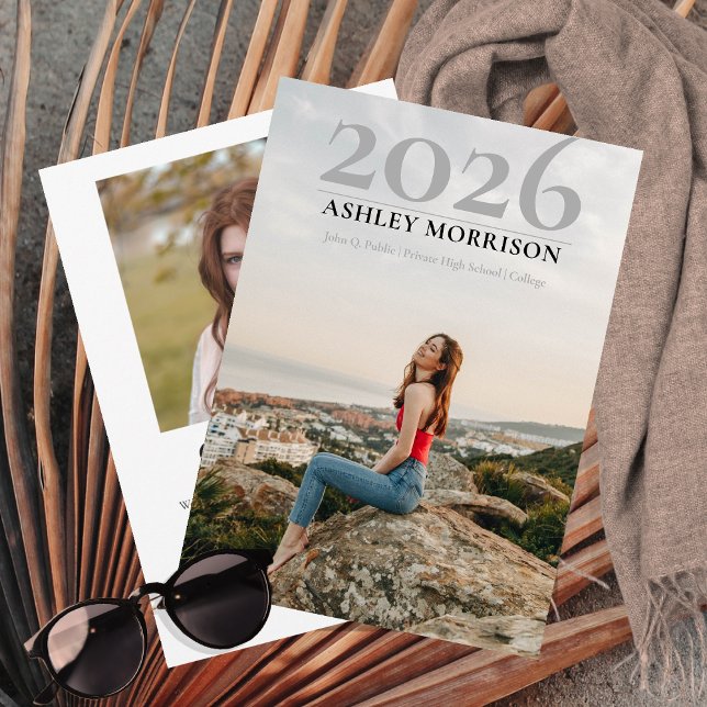 Simple Classy 2025 Two Photo Graduation Invitation (Simple and Classy 2025 Two Photo Collage Graduation Announcement - Print | Download)