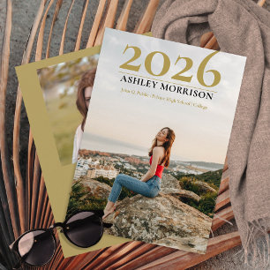 Simple Classy 2025 Two Photo - Olive Graduation Invitation