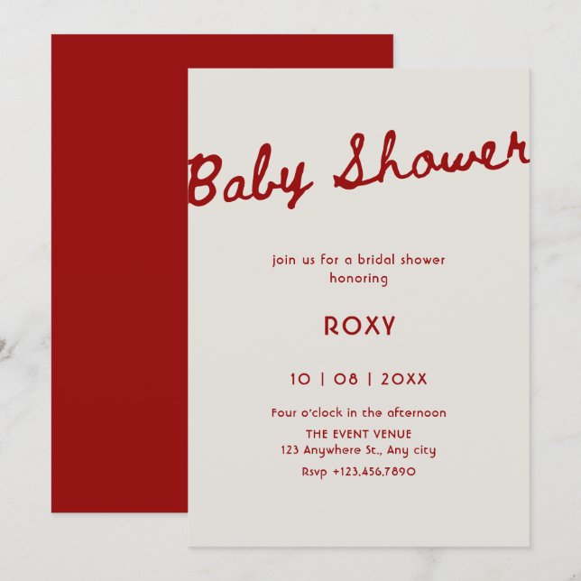 Simple classy baby shower  invitation (Front/Back)