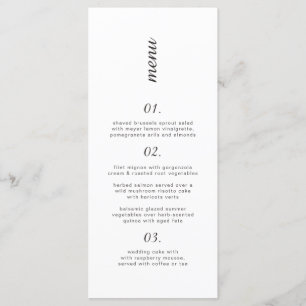Simple classy Black and white wedding Menu