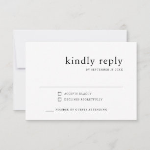 Simple Classy   Black and White Wedding RSVP Card