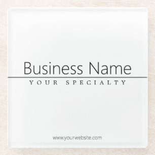 Simple Classy Black Text on White Glass Coaster
