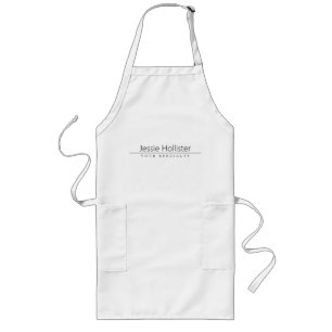 Simple Classy Black Text on White Long Apron