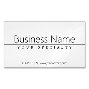 Simple Classy Black Text on White Magnetic Business Card