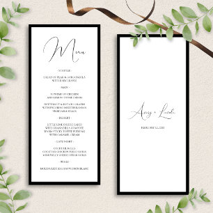 Simple Classy Black & White Border Script Wedding Menu