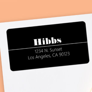 Simple Classy Black White Surname Return Address Label