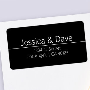 Simple Classy Black White Wedding Return Address Label
