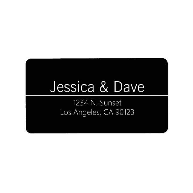 Simple Classy Black White Wedding Return Address Label (Front)