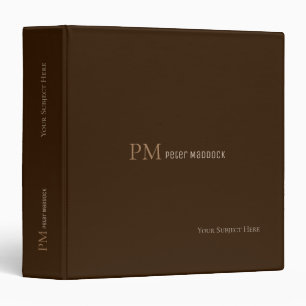 Simple Classy Dark Brown Monogrammed Binder