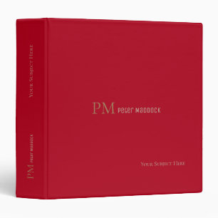 Simple Classy Dark-Red Monogrammed Binder