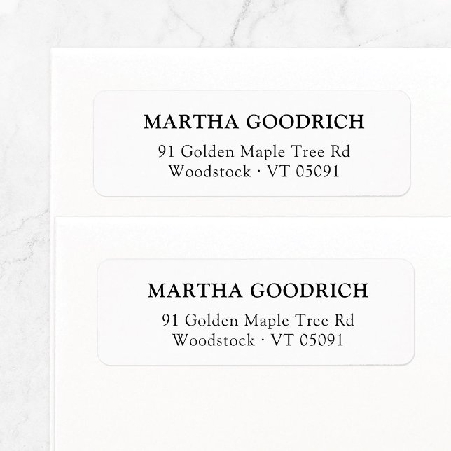 Simple Classy Elegant 12 Adresse de retour (Simple, basic return address label features classic, stylish and contemporary typeface.)