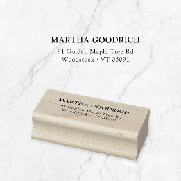 Simple Classy Elegant 12 Return Address Wooden Rubber Stamp