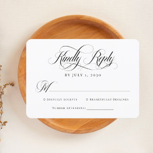 Simple Classy Elegant Modern Classic White Script RSVP Card