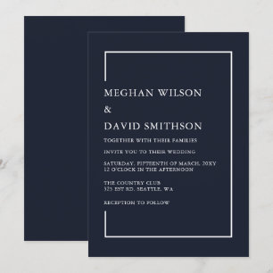 Simple Classy Elegant Navy Modern Wedding Invitation