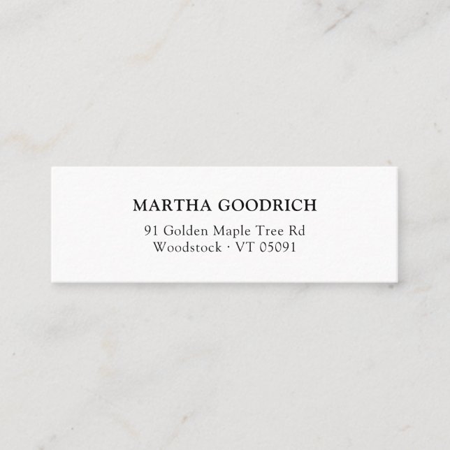 Simple Classy Elegant Typography 12 Mini Business Card (Front)