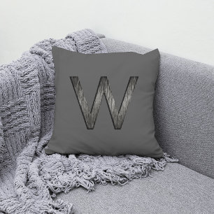   Simple & Classy Grey Black Personalized Monogram Throw Pillow