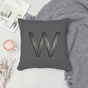  Simple Classy Personalized Monogram Charcoal Grey Throw Pillow