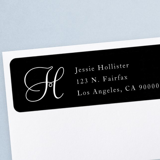Simple Classy Return Address w/Monogram | black (Creator Uploaded)