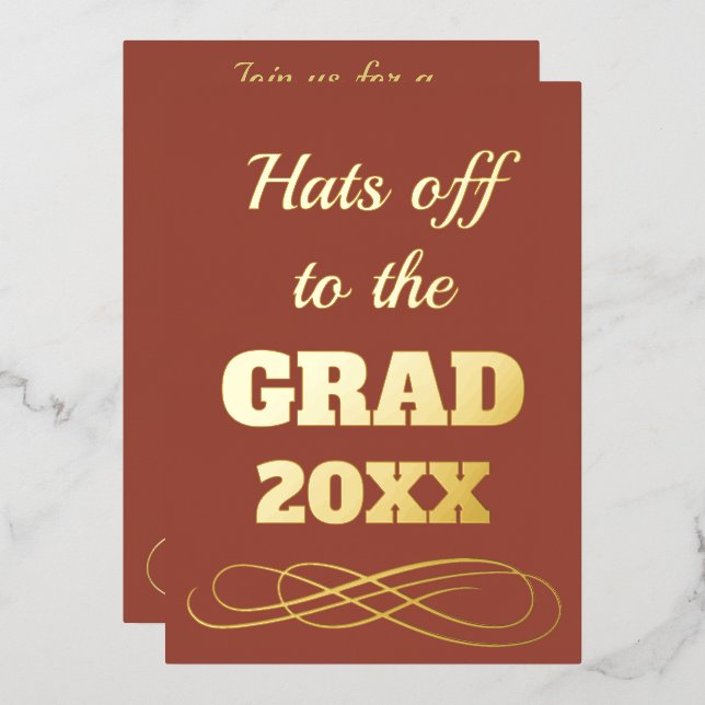 Simple Classy Terracotta Hats Off to the Grad    (Front/Back)