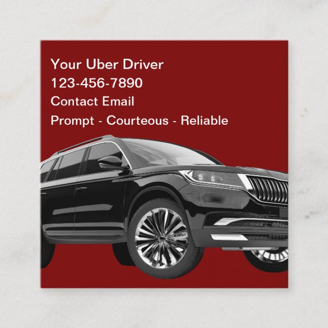 Simple Classy Uber Driver Taxi Business Cards (Front)