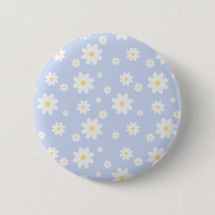 Simple Classy White Daisy Floral 2 Inch Round Button