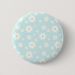 Simple Classy White Daisy Floral 2 Inch Round Button