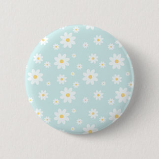 Simple Classy White Daisy Floral 2 Inch Round Button