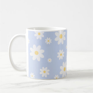 Simple Classy White Daisy Floral Coffee Mug