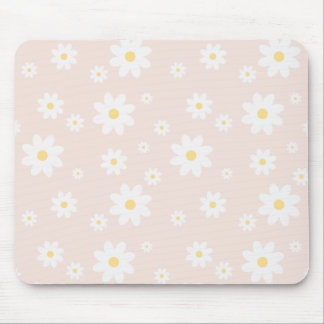 Simple Classy White Daisy Floral Mouse Pad