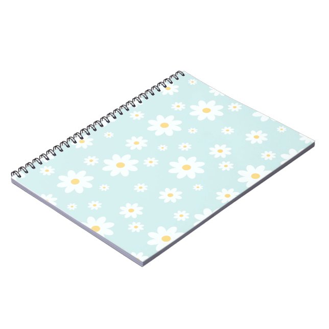 Simple Classy White Daisy Floral Notebook (Left Side)