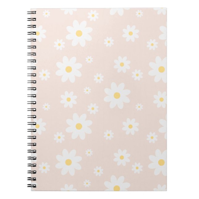 Simple Classy White Daisy Floral Notebook (Front)