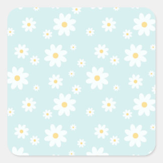 Simple Classy White Daisy Floral Square Sticker