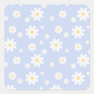 Simple Classy White Daisy Floral Square Sticker