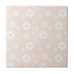 Simple Classy White Daisy Floral Tile