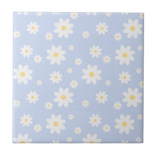 Simple Classy White Daisy Floral Tile