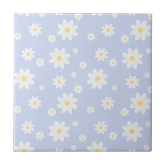Simple Classy White Daisy Floral Tile (Front)