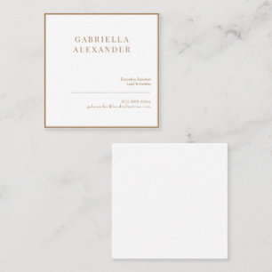 Simple Classy White & Gold Square Square Business Card