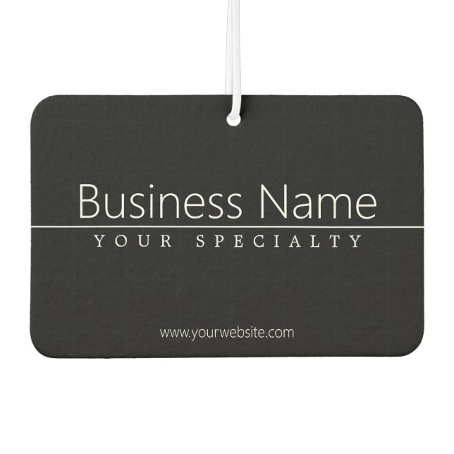 Simple Classy White Text on Black Air Freshener (Front)