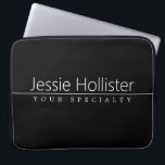 Simple Classy White Text on Black Laptop Sleeve<br><div class="desc">Modern,  minimal and classy.</div>