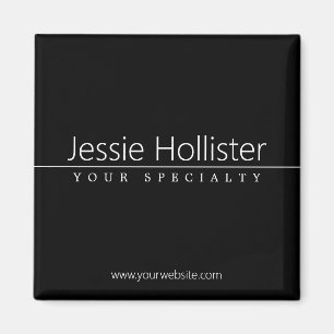 Simple Classy White Text on Black Magnet