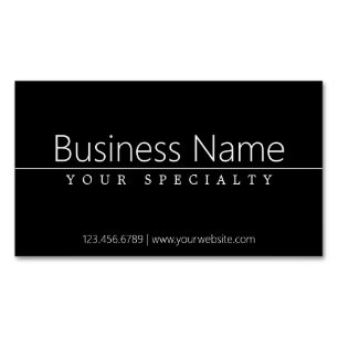 Simple Classy White Text on Black Magnetic Business Card