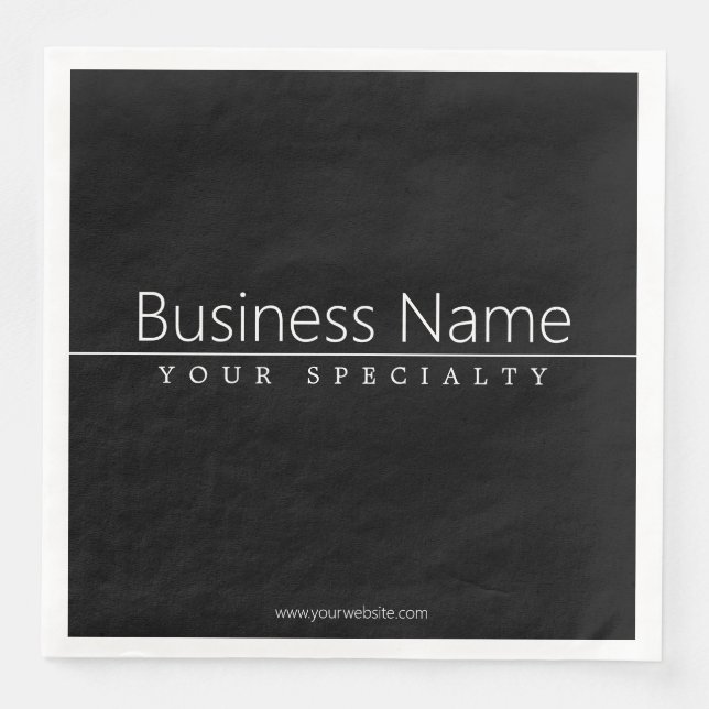 Simple Classy White Text on Black Napkin (Front)