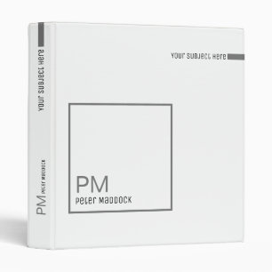 simple, clean and modern white binder with name
