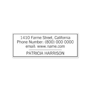 simple clean basic address contact information rubber stamp