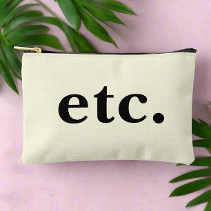 Simple Clean Beige & Black etc. Script Accessory Pouch