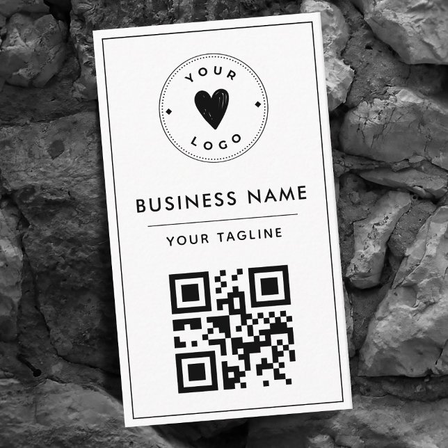 Simple & Clean Black and White QR Code Logo Social Business Card (Creator Uploaded)