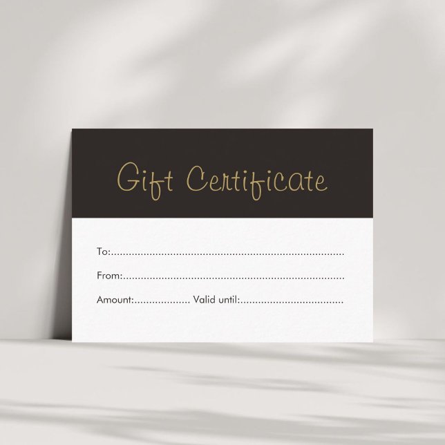 Simple Clean Black Faux Gold Gift Certificate (Creator Uploaded)